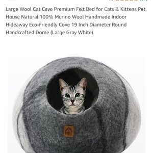 Large gray and white wool Cat Cave